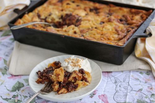 Shot of Whiskey Chocolate Toffee Bread Pudding