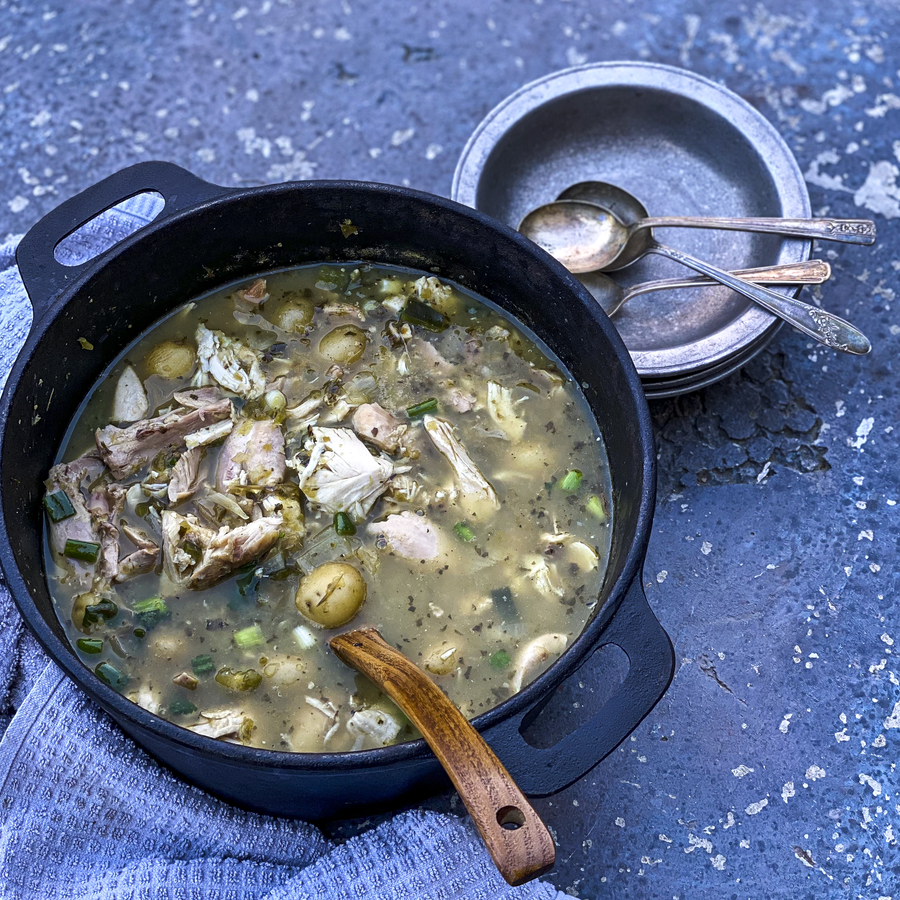 Smoky Salsa Verde Chicken Poblano Soup