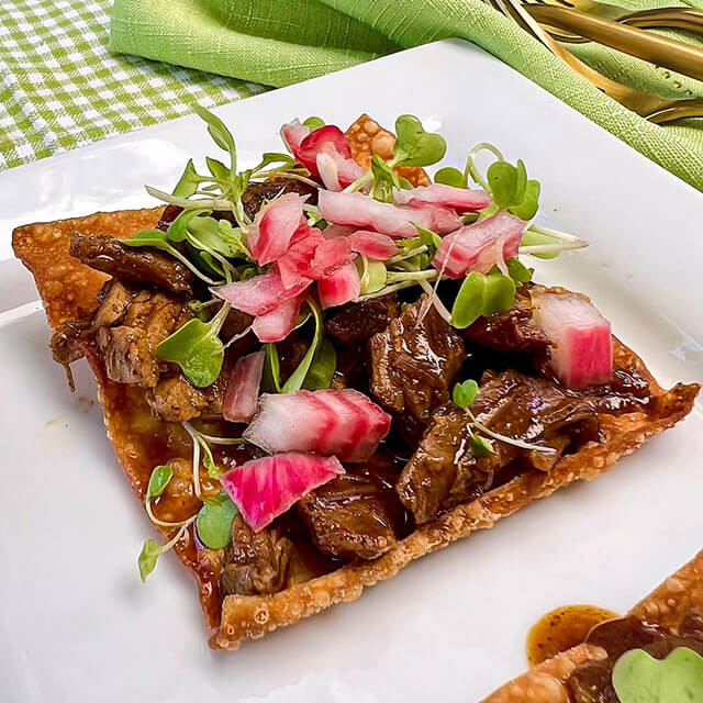 Asian Shredded Lamb Wonton Crisps